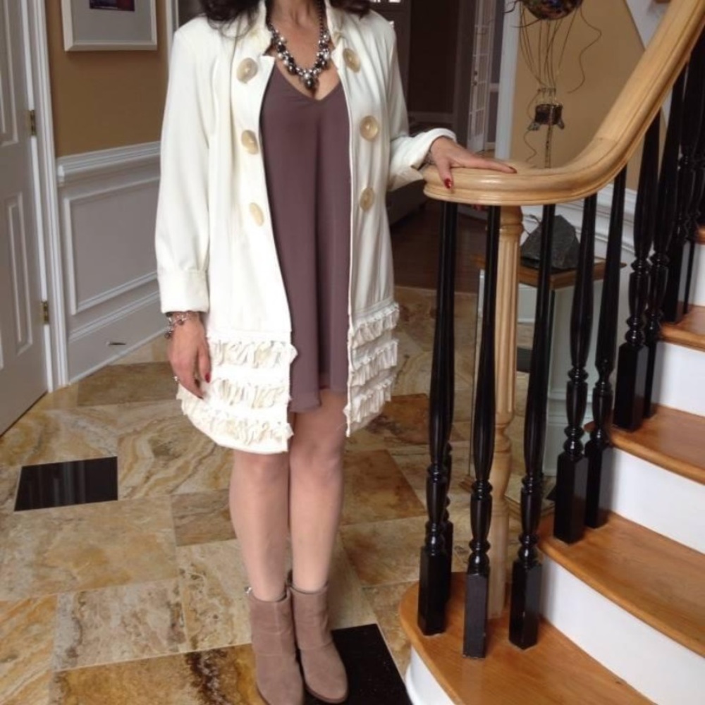 Multiples dress length jacket creamy ivory